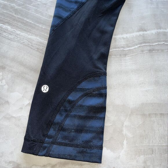 Lululemon Women's 4 Run Inspire Crop 2 Full On Luxtreme MeshGood Vibes Deep Navy - Picture 6 of 11